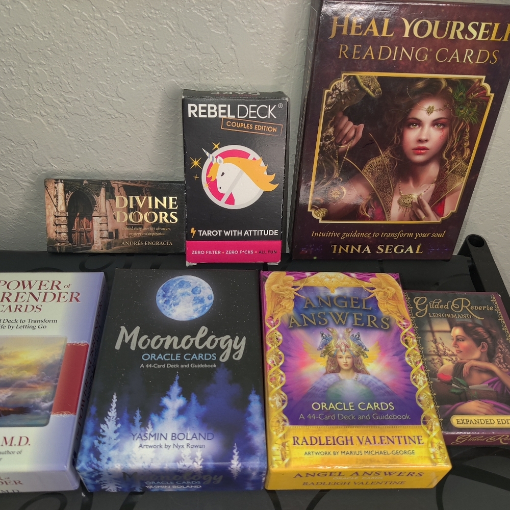 Assorted Oracle and Tarot Card Decks